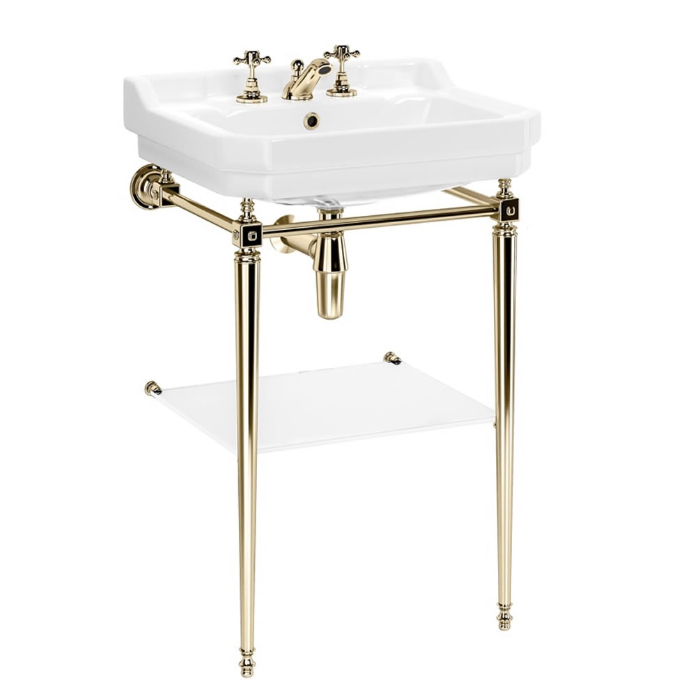 Imperial Lichfield 600mm Basin With Buxton Antique Gold Washstand